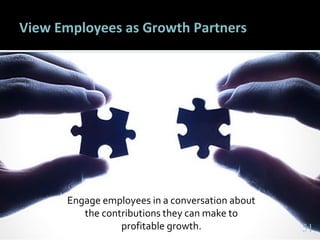 5151
View Employees as Growth Partners
Engage employees in a conversation about
the contributions they can make to
profita...