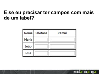 E se eu precisar ter campos com mais
de um label?
 