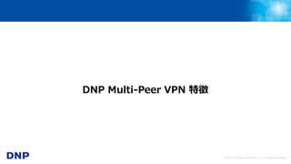 © 2017 Dai Nippon Printing Co., Ltd. All Rights Reserved.
DNP Multi-Peer VPN 特徴
 
