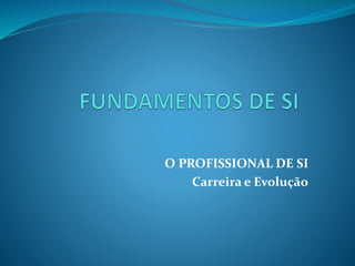 O PROFISSIONAL DE SI
Carreira e Evolução
 