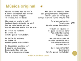  Em 2011, o Presidente Obama anunciou a retirada das tropas estadunidenses. Há o receio de que a saída dessas tropas (e dos outros países da OTAN) possa fazer com que o Talibã volte ao poder.ParódiaApós o 11 de setembroHouve a invasão do AfeganistãoO objetivo era Bin Laden encontrarE o poder do Talibã retirarEm 2001 se iniciou A Guerra que abalouO país que já sofriaCom a fome e o terror(x2)As mulheres não podiam trabalharNo hospital se tratarSair de casa sem um homem Paraas acompanharLá não conseguiramBin Laden capturarTambém não se acreditaEm vitória militarEm 2001 se iniciou A Guerra que abalouO país que já sofriaCom a fome e o terrorAs tropas já estãoComeçando a se retirarTreze anos depois Da invasão militar(x2)Os Estados Unidos e a OTANContra o TalibãUm movimento fundamentalistaE organização terroristaEm 2001 se iniciou A Guerra que abalouO país que já sofriaCom a fome e o terrorAs mulheres não podiam trabalharNo hospital se tratarSair de casa sem um homem Paraas acompanharMÚSICA: Só Rezo – NX0