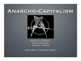 Anarcho-Capitalism, Lecture 1 with Robert Murphy - Mises Academy