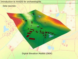 Introduction to ArcGIS for archaeologists
Data sources:
Digital Elevation Models (DEM)
 
