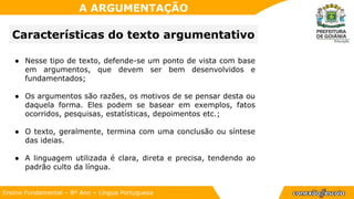 A Argumentação - slides sobre os tipos de argumentos | PPTX