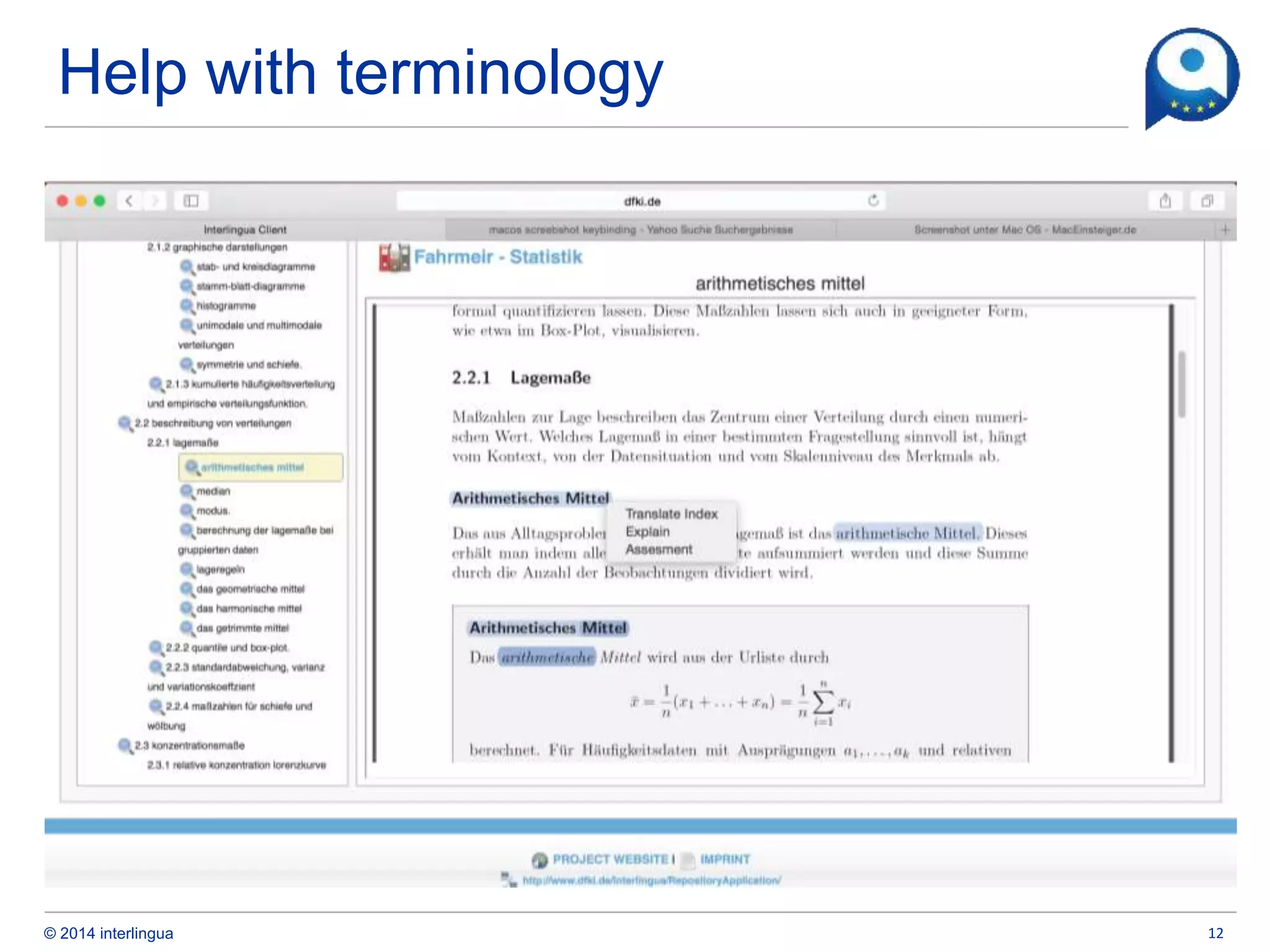 © 2014 interlingua
Help with terminology
12
 