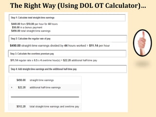 ©2018 The Payroll Advisor 20
The Right Way (Using DOL OT Calculator)…
 
