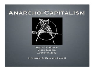 Anarcho-Capitalism, Lecture 2 with Robert Murphy - Mises Academy