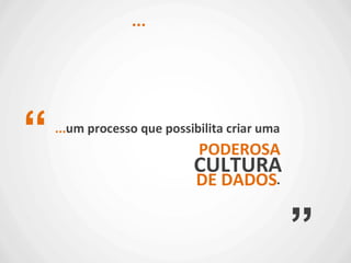 ...um processo que possibilita criar uma
...
“
”
PODEROSA
CULTURA
DE DADOS.
 