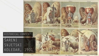 HISTORICAL CONTEXT

ŠARENI
SVJETSKI
KOLEDAR, 1901
                     http://www.academia.edu/182997/Croatian_Diaspora_Almanacs_A_Historical_and_Cultural_Analysis
 