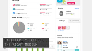 FAMILIARITY: CHOOSE
  THE RIGHT MEDIUM
ﬁtbit.com
 