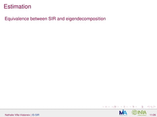 Estimation
Equivalence between SIR and eigendecomposition
Nathalie Villa-Vialaneix | IS-SIR 11/26
 