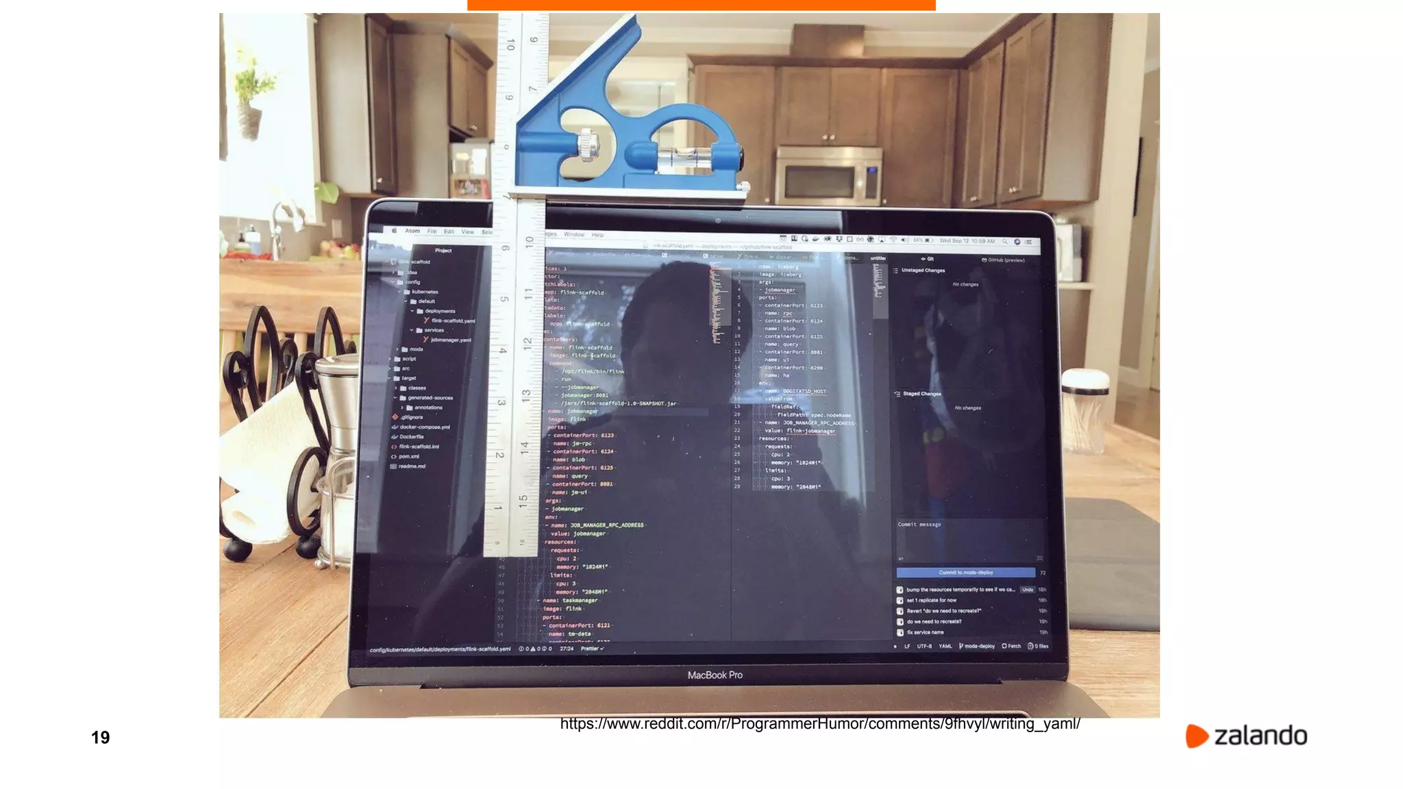 19
https://www.reddit.com/r/ProgrammerHumor/comments/9fhvyl/writing_yaml/
 