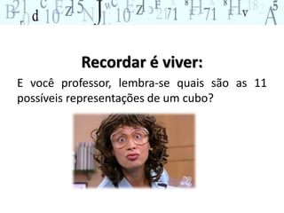 Recordar é viver: 
E você professor, lembra-se quais são as 11 
possíveis representações de um cubo? 
 