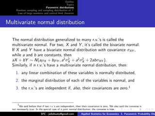 Two Normally Distributed Parametric Variable Applied Statistics - Parametric Distributions | PDF