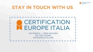 VIA RUSSI N. 1 , 28100 NOVARA 
TEL 0321. 622497 
INFO@CEITALIA.COM 
STAY IN TOUCH WITH US 
 