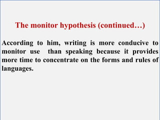 Monitor Model of Second Language Acquisition | PPTX