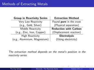 slides for grade 8th- reactivity series of carbon | PDF