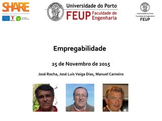 EmpregabilidadeEmpregabilidade
25 de Novembro de 2015
José Rocha, José Luís Veiga Dias, Manuel Carneiro
 