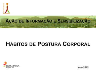 AÇÃO DE INFORMAÇÃO E SENSIBILIZAÇÃO



HÁBITOS DE POSTURA CORPORAL


                             MAIO   2012
 