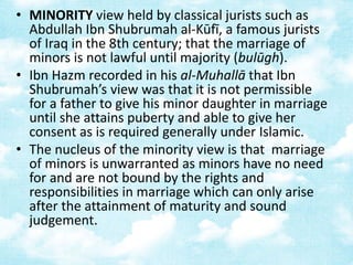 Shubrum Legal Age of Marriage | PPTX