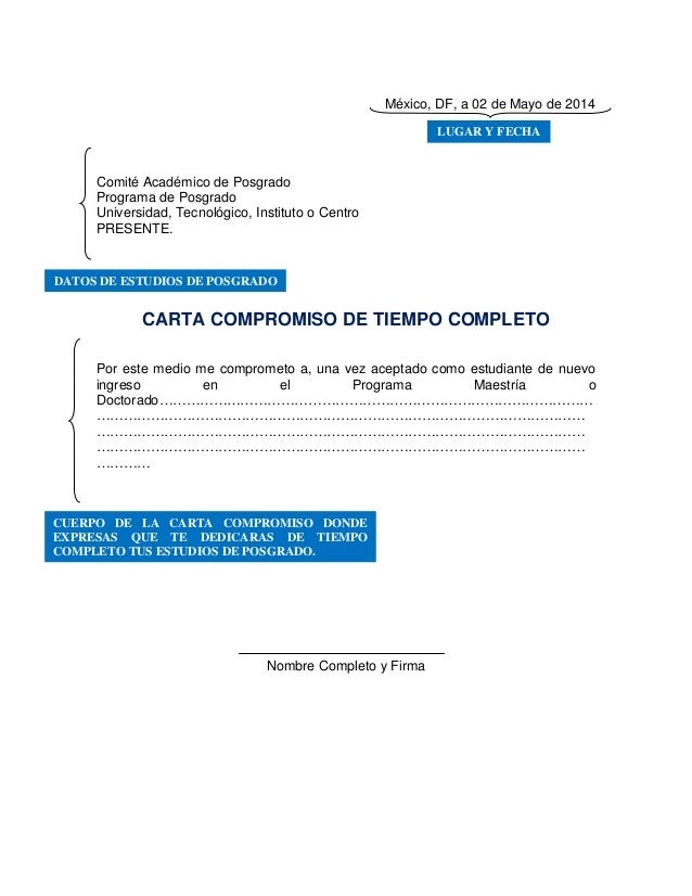 Como se Hace una Carta Compromiso de Tiempo Completo para 