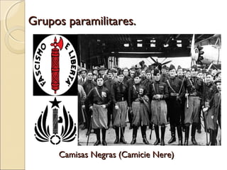 Grupos paramilitares.Grupos paramilitares.
Camisas Negras (Camicie Nere)Camisas Negras (Camicie Nere)
 