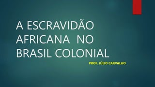 A ESCRAVIDÃO
AFRICANA NO
BRASIL COLONIAL
PROF. JÚLIO CARVALHO
 