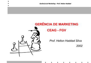 GERÊNCIA DE MARKETING  CEAG - FGV  Prof. Helton Haddad Silva  2002 
