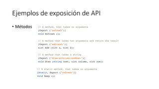 Ejemplos de exposición de API
• Métodos
 