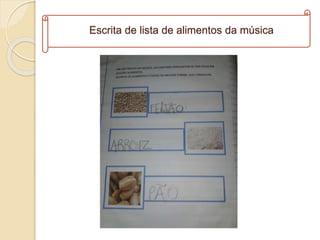 Escrita de lista de alimentos da música
 