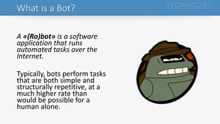Create a Bot with Delphi and Telegram - ITDevCon 2016 | PDF