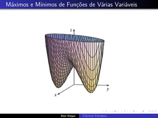 Máximos e Mínimos de Funções de Várias Variáveis
Jhon Vargas Cálculo Vetorial
 