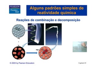 Alguns padrões simples de
                        reatividade química
       Reações d combinação e decomposição
       R   õ de     bi   ã    d       i ã




© 2005 by Pearson Education                Capítulo 03
 