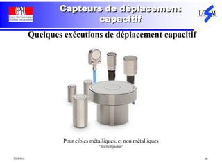 TDM AKA 36
Capteurs de déplacement
capacitif
Quelques exécutions de déplacement capacitif
Pour cibles métalliques, et non métalliques
"Micro Epsilon"
 
