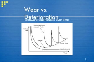 Wear vs. Deterioration Software deteriorates over time 