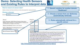 Demo: Selecting Health Sensors
and Existing Rules to Interpret data
32
http://linkedopenreasoning.appspot.com/?p=slorv2
1 ...