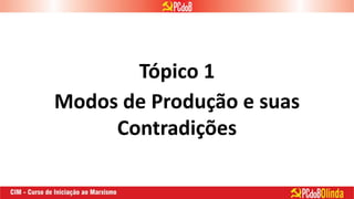 Tópico 1
Modos de Produção e suas
Contradições
 