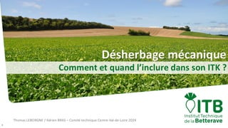 Thomas LEBORGNE / Adrien BRAS – Comité technique Centre-Val-de-Loire 2024
1
Désherbage mécanique
Comment et quand l’inclur...