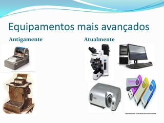 Equipamentos mais avançados
Antigamente   Atualmente
 