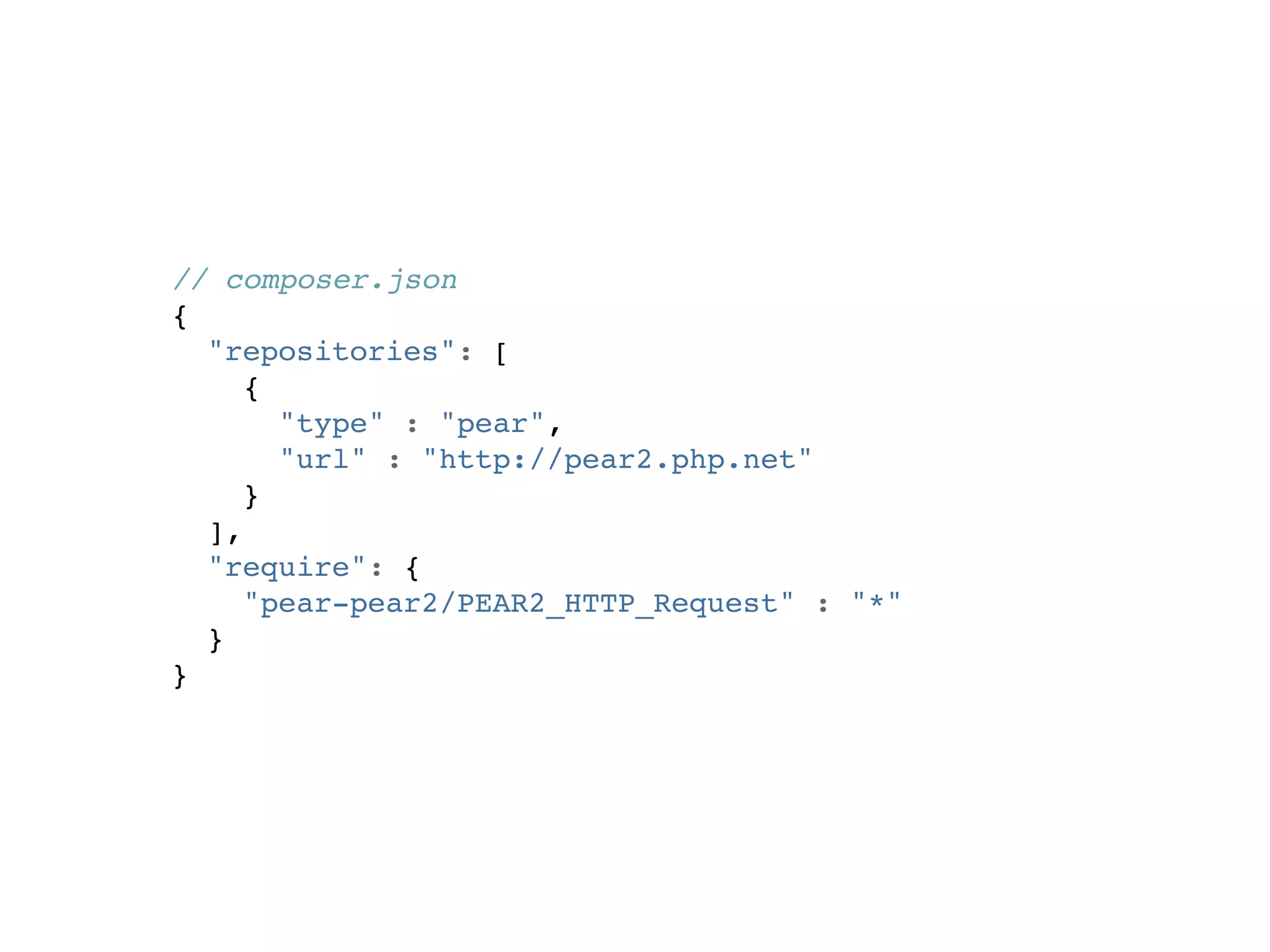 // composer.json
{
  "repositories": [
     {
       "type" : "pear",
       "url" : "http://pear2.php.net"
     }
  ],
  "require": {
     "pear-pear2/PEAR2_HTTP_Request" : "*"
  }
}
 