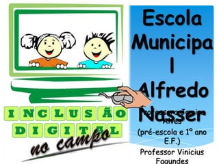 Escola
Municipa
   l
Alfredo
Nasser
 Professora Jamira
       Alves
(pré-escola e 1º ano
       E.F.)
 Professor Vinicius
     Fagundes
 