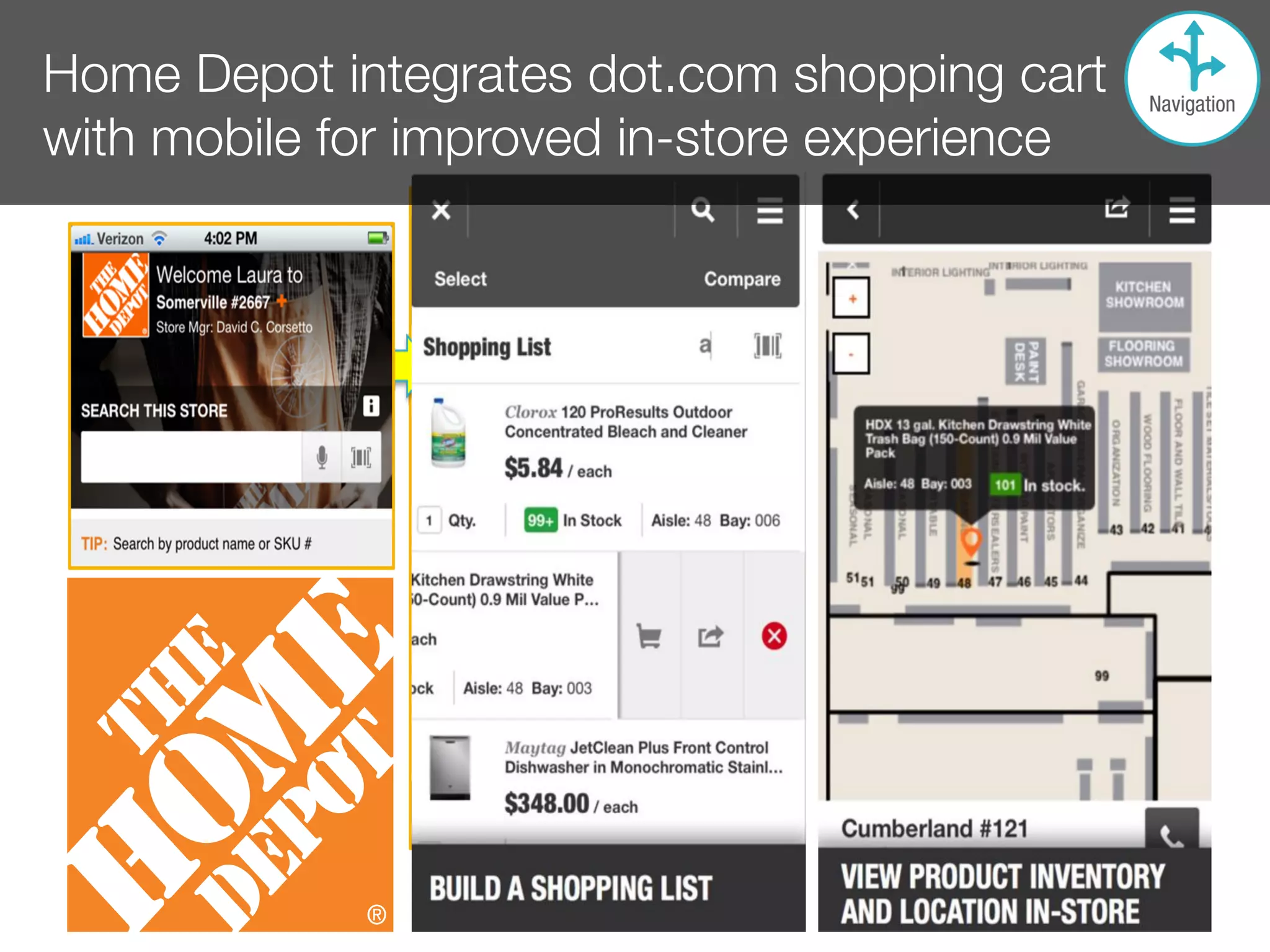 Home Depot integrates dot.com shopping cart 
with mobile for improved in-store experience
 