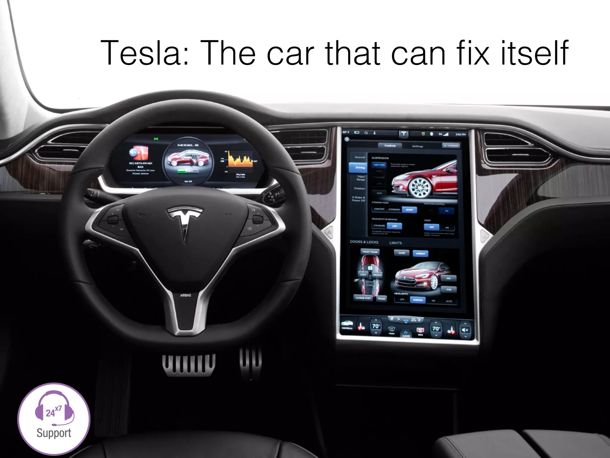 Tesla: The car that can ﬁx itself!
 