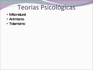 Teorias Psicológicas Mito natural Animismo Totemismo 