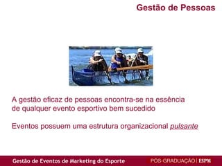 A gestão eficaz de pessoas encontra-se na essência  de qualquer evento esportivo bem sucedido Eventos possuem uma estrutura organizacional  pulsante   Gestão de Pessoas 