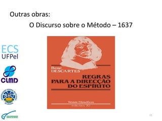 Outras obras:
O Discurso sobre o Método – 1637
11
 