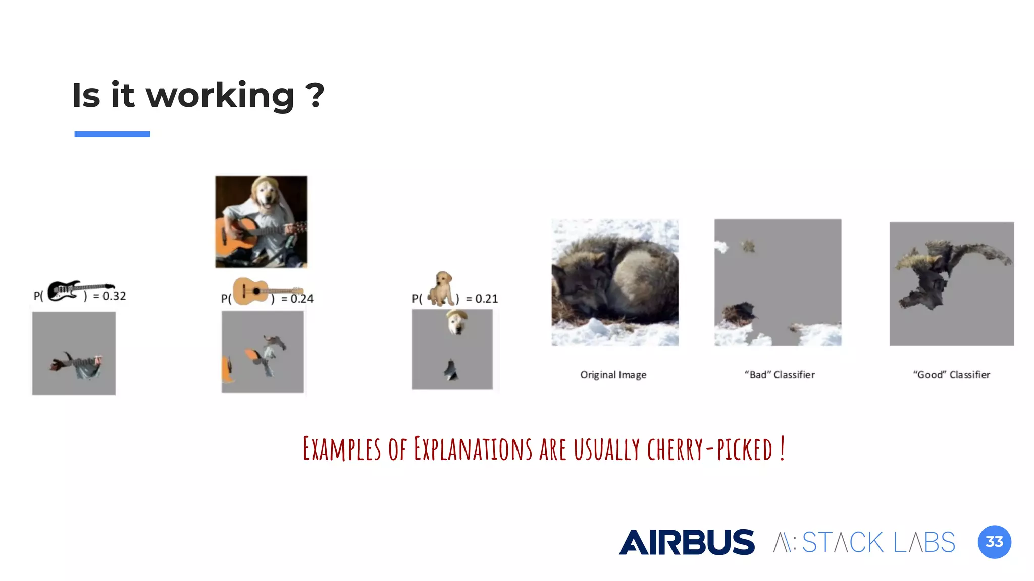 33
Is it working ?
Examples of Explanations are usually cherry-picked !
 