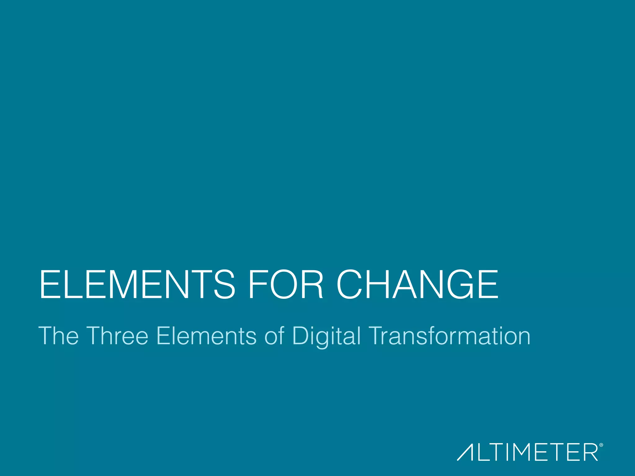 ELEMENTS FOR CHANGE
The Three Elements of Digital Transformation
 