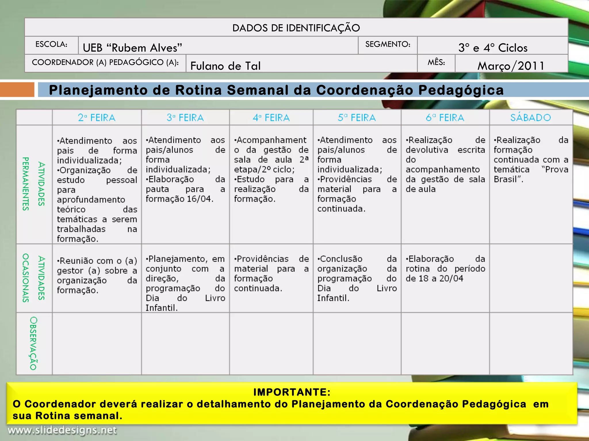 Plano de ação para coordenação pedagógica | PPS