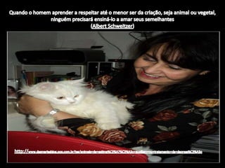 Quando o homem aprender a respeitar até o menor ser da criação, seja animal ou vegetal, ninguém precisará ensiná-lo a amar seus semelhantes(Albert Schweitzer)http://www.dasmariasblog.pop.com.br/tag/animais+de+estima%C3%A7%C3%A3o+auxiliam+no+tratamento+da+depress%C3%A3o